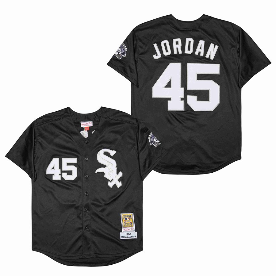 Men Chicago White Sox #45 Jordan Black Game 1994 throwback MLB Jerseys->chicago white sox->MLB Jersey